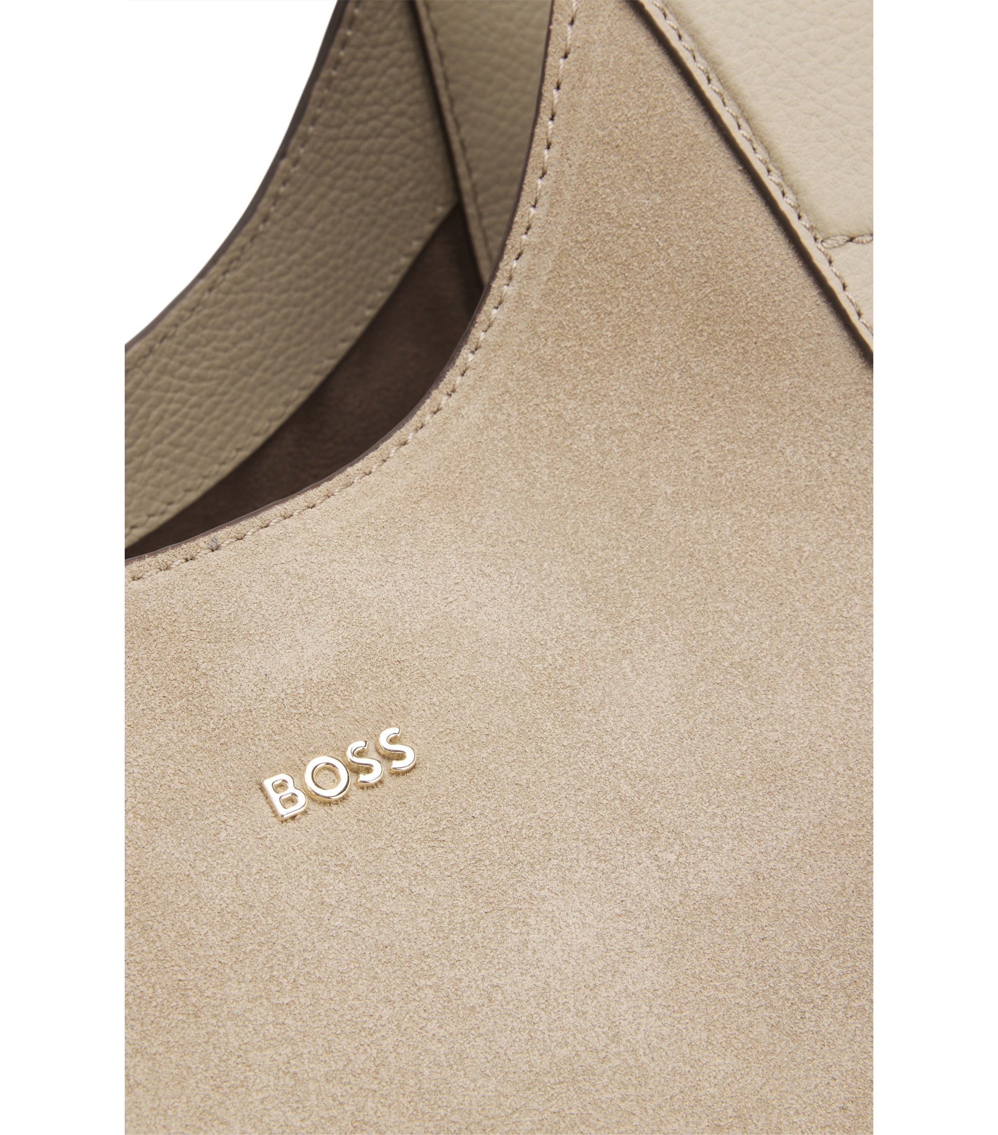 Tote bag in suede with textured-leather trims