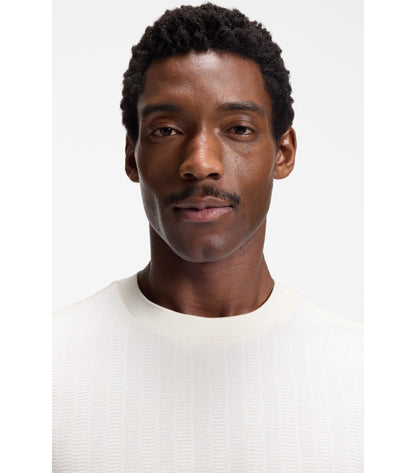 Regular-fit T-shirt in cotton with raised jacquard structure