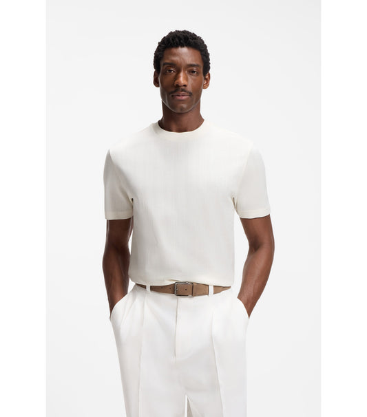 Regular-fit T-shirt in cotton with raised jacquard structure