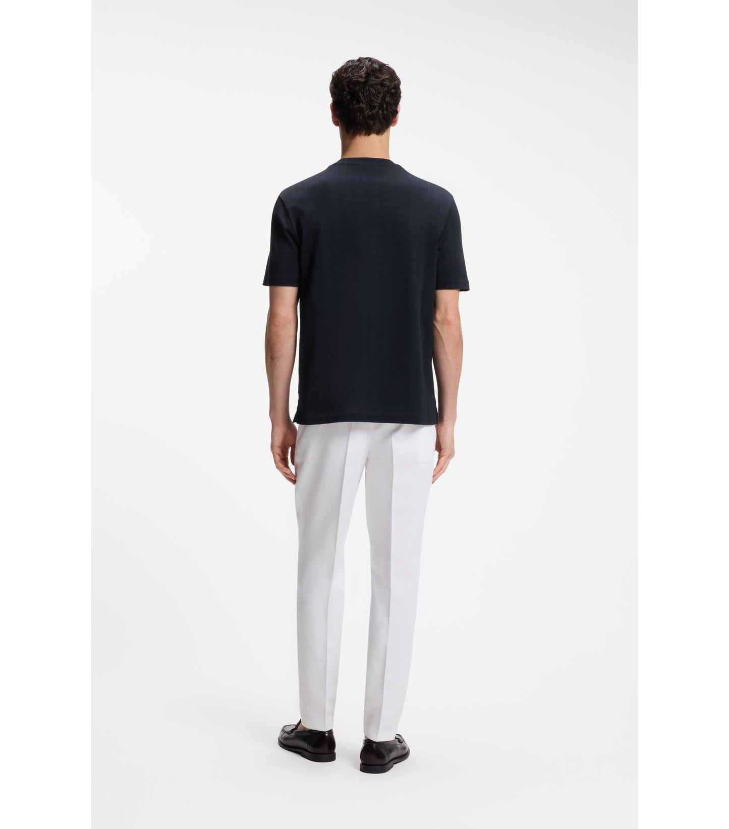 Regular-fit T-shirt in cotton with raised jacquard structure