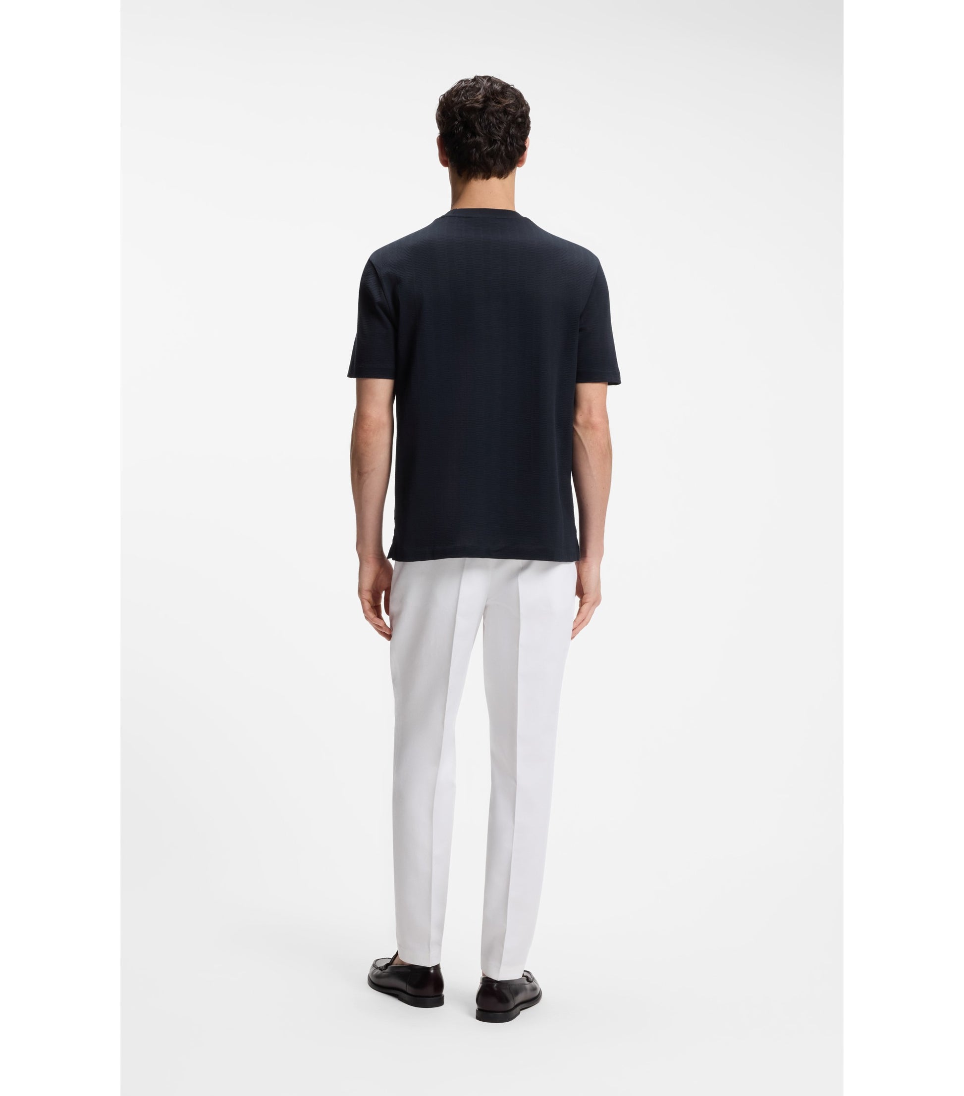 Regular-fit T-shirt in cotton with raised jacquard structure