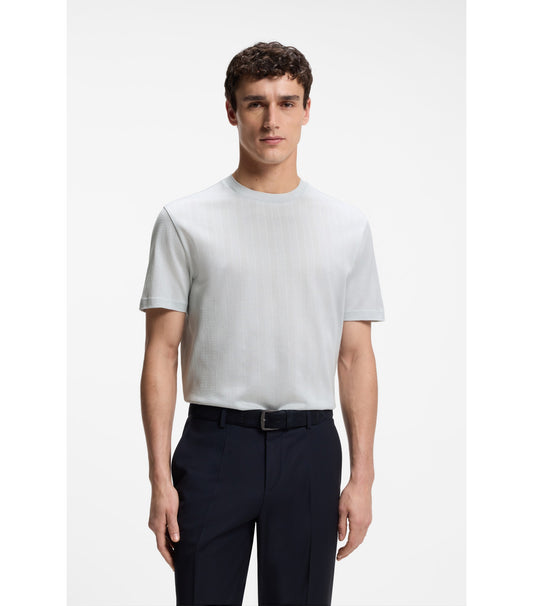 Regular-fit T-shirt in cotton with raised jacquard structure