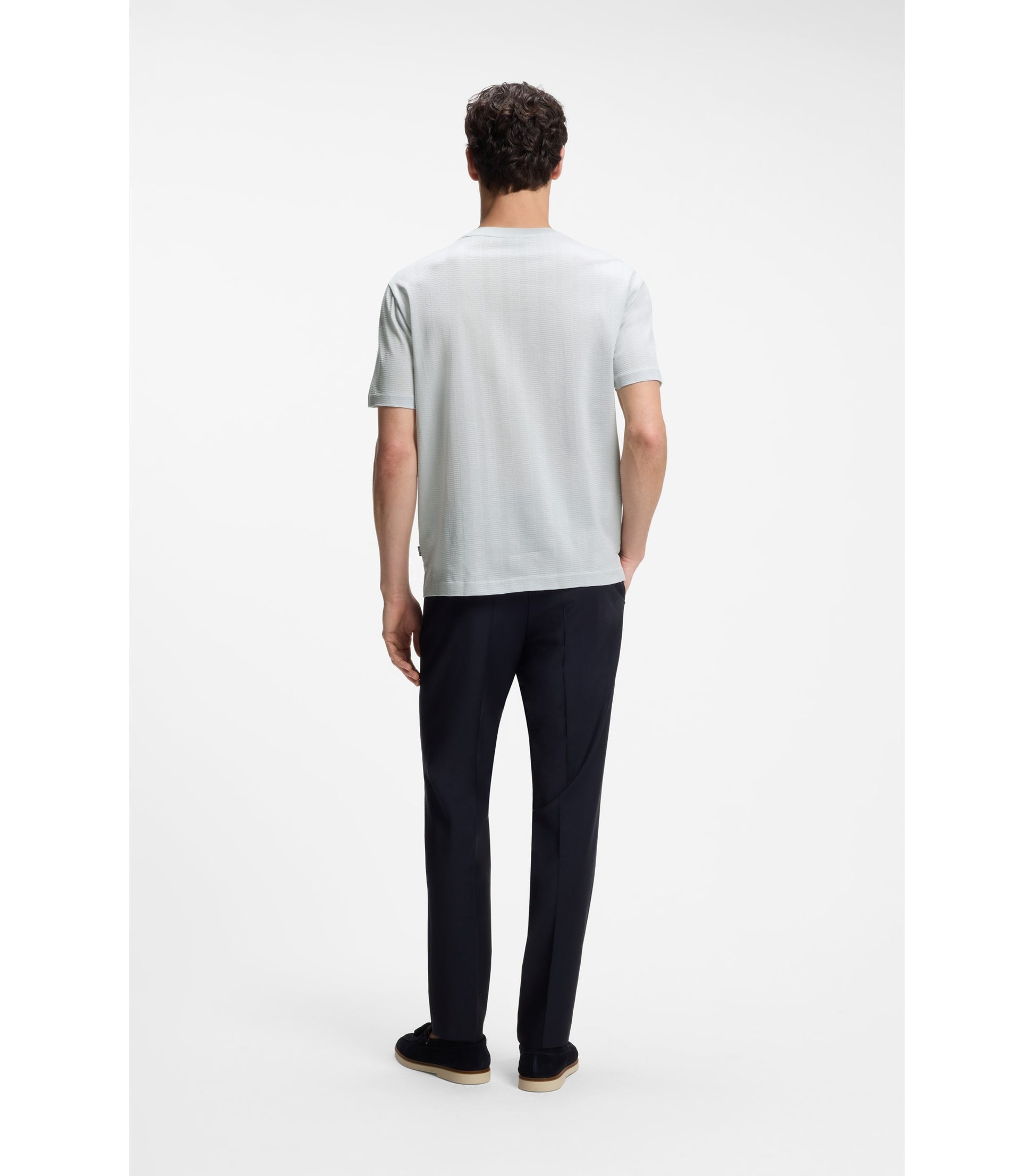 Regular-fit T-shirt in cotton with raised jacquard structure