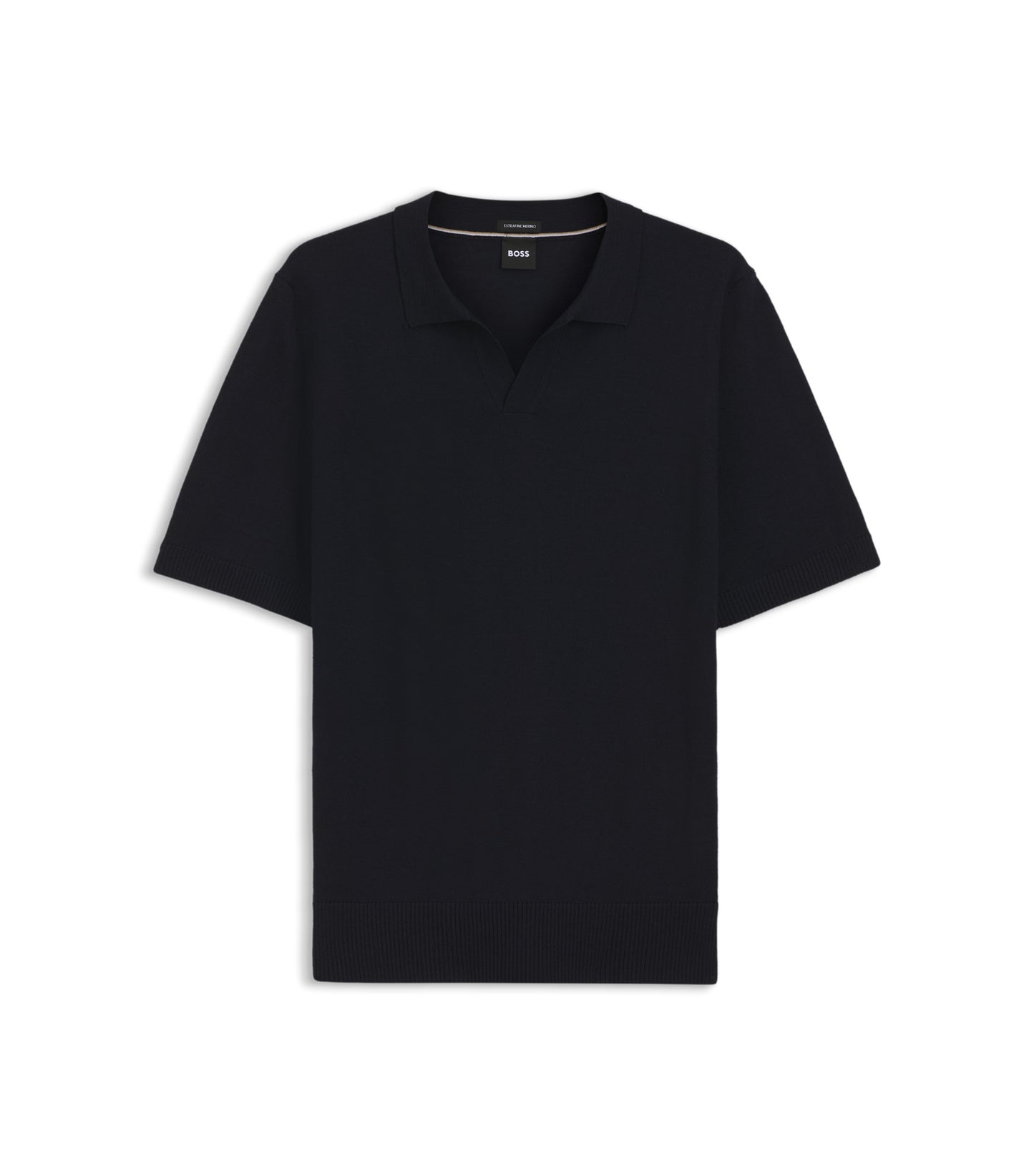 Merino-wool knit polo with Johnny collar