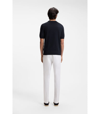 Merino-wool knit polo with Johnny collar