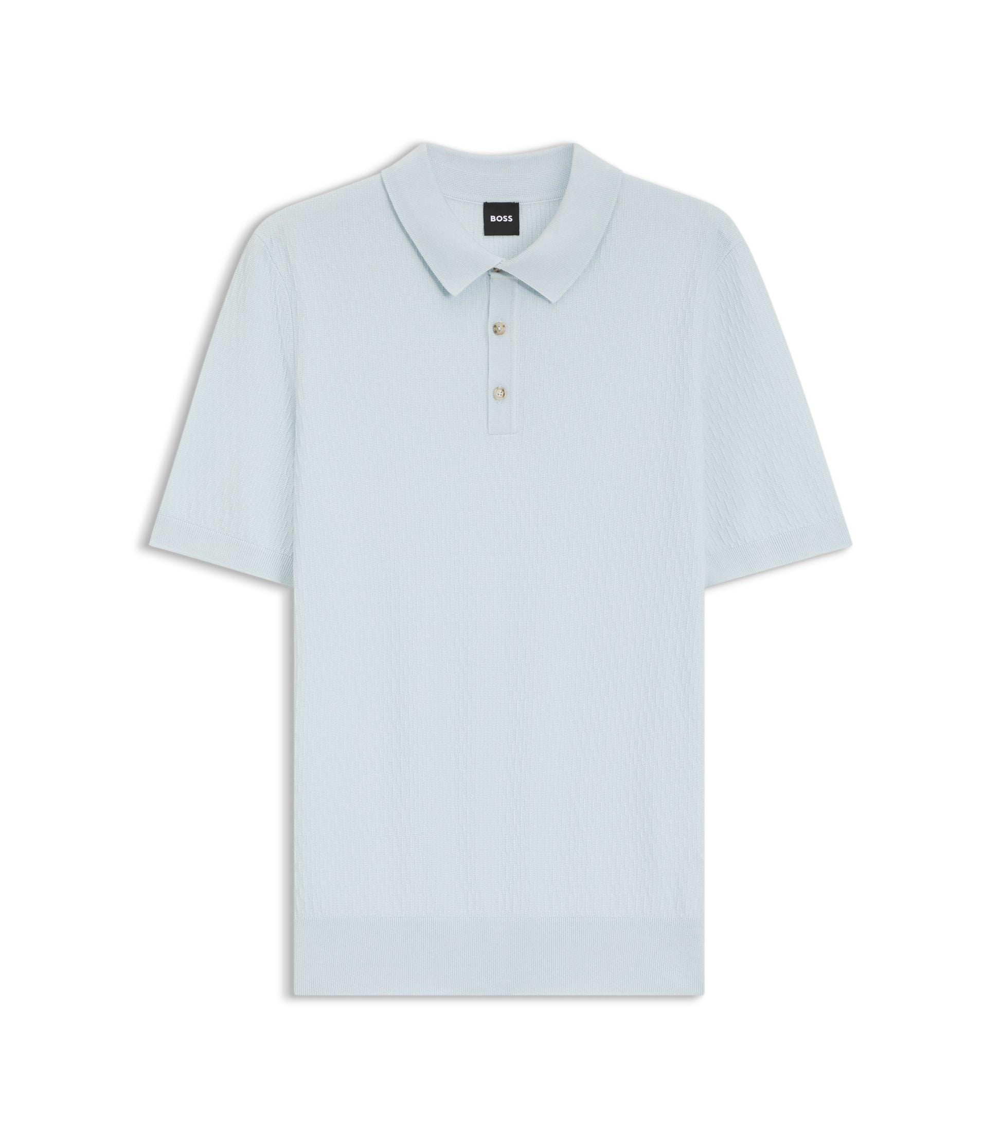 Regular-fit knit polo in structured fabric