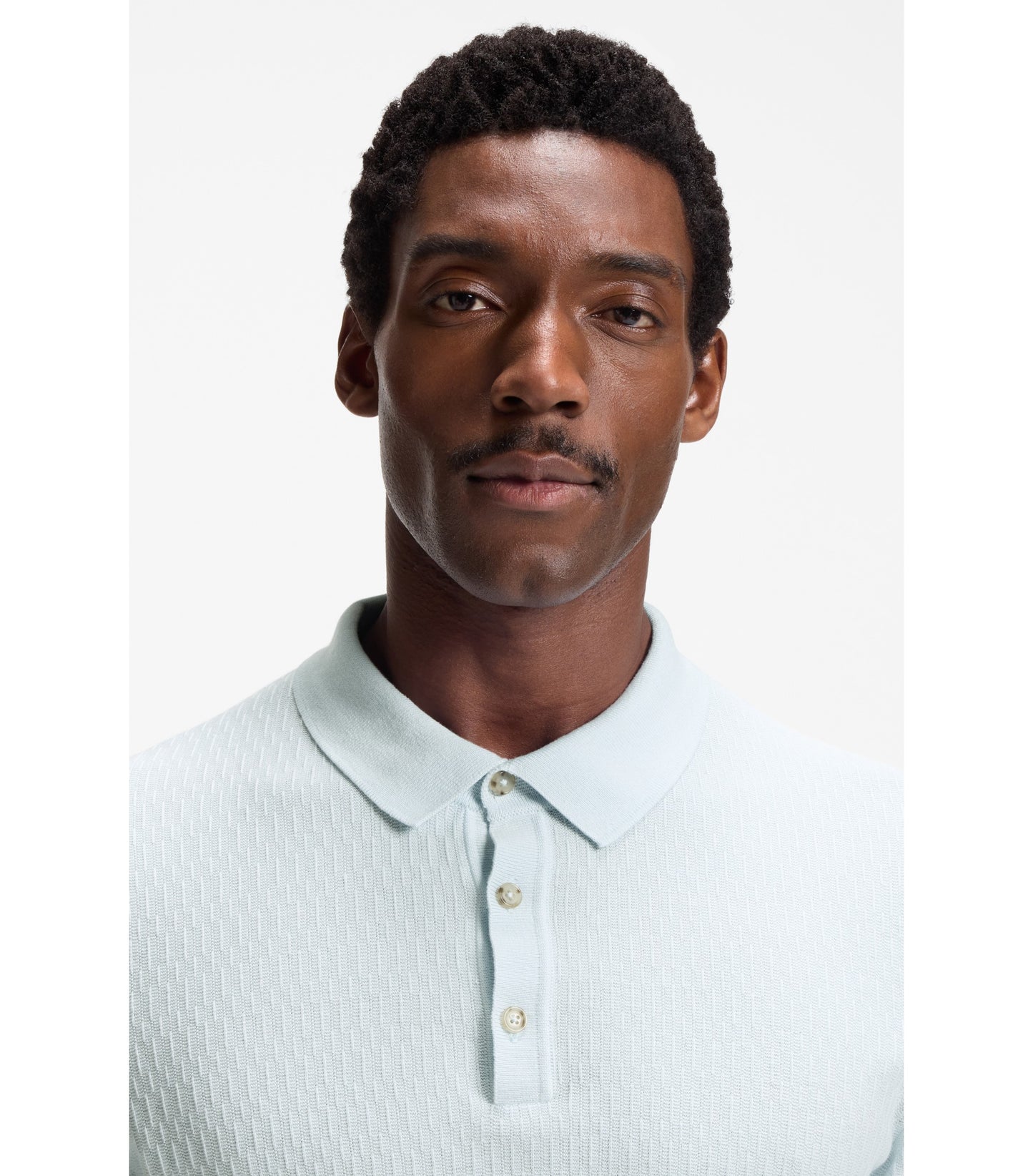 Regular-fit knit polo in structured fabric