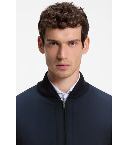 Cotton-knit hybrid jacket with bomber collar