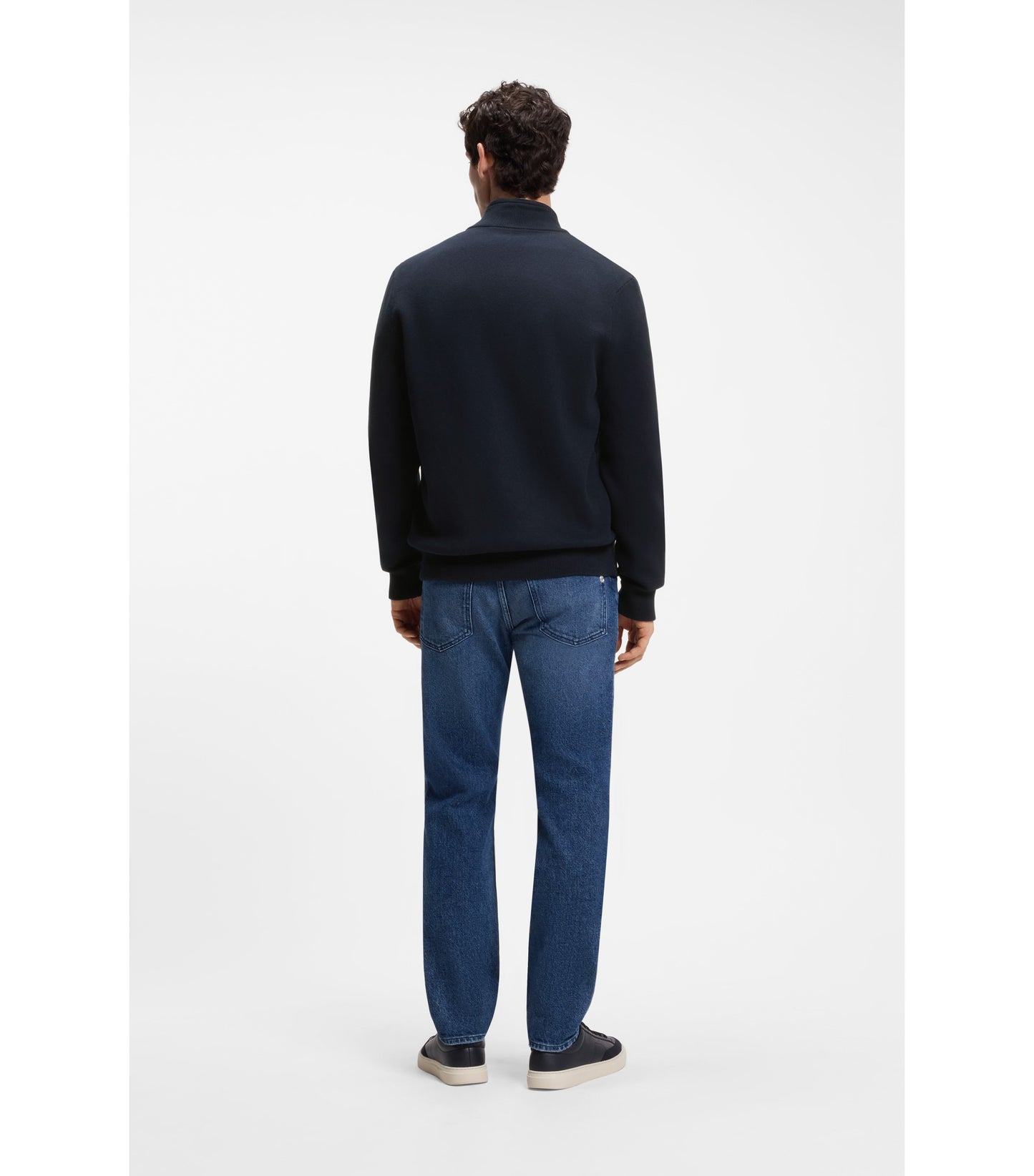 Cotton-knit hybrid jacket with bomber collar