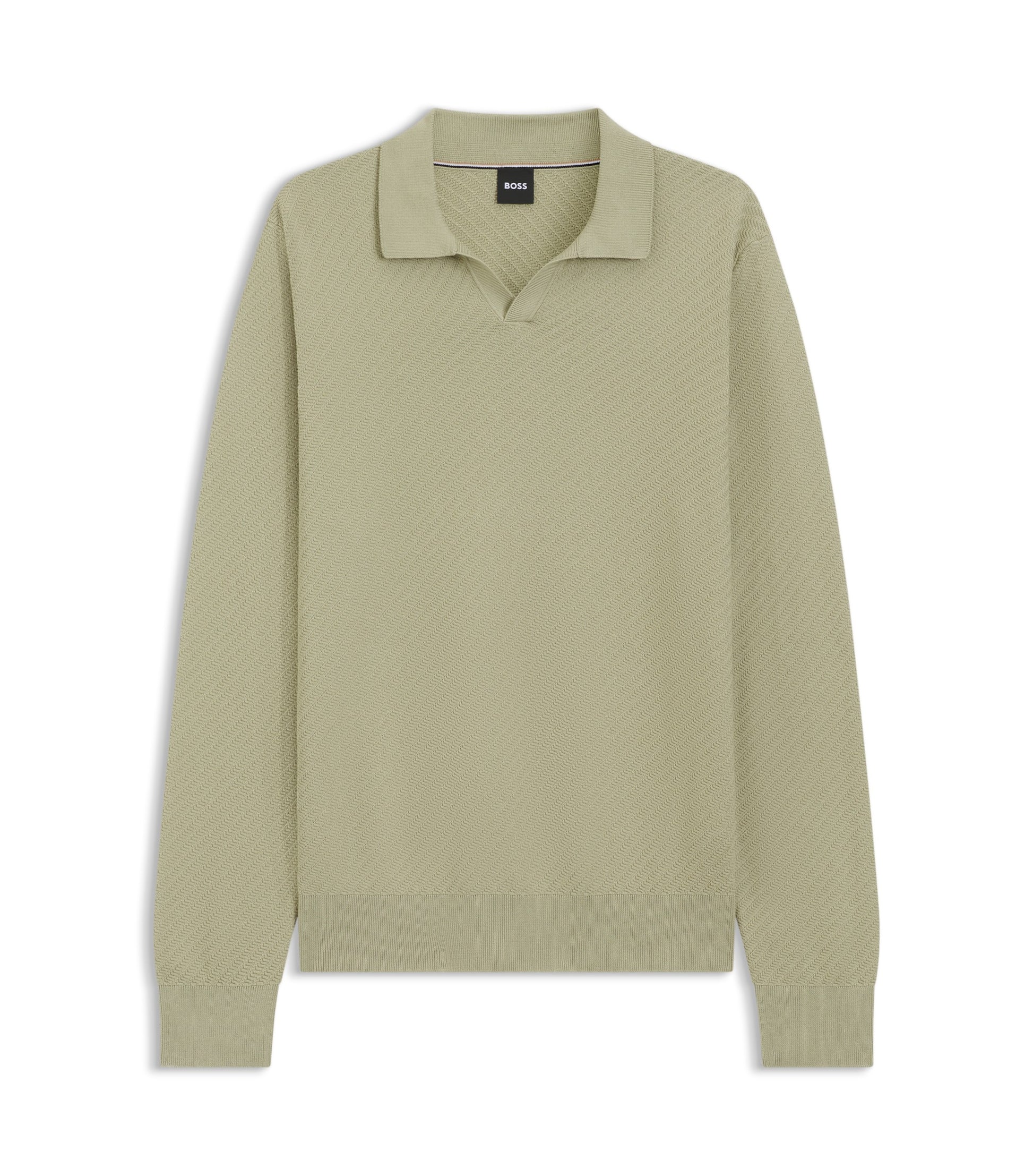 Knitted-cotton sweater with Johnny collar