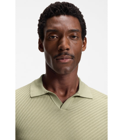 Knitted-cotton sweater with Johnny collar