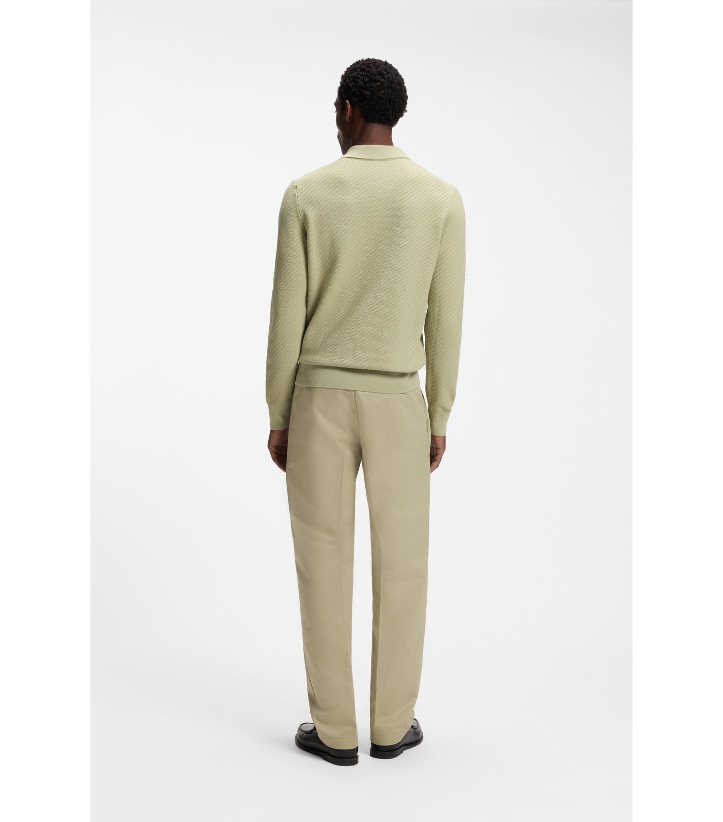 Knitted-cotton sweater with Johnny collar