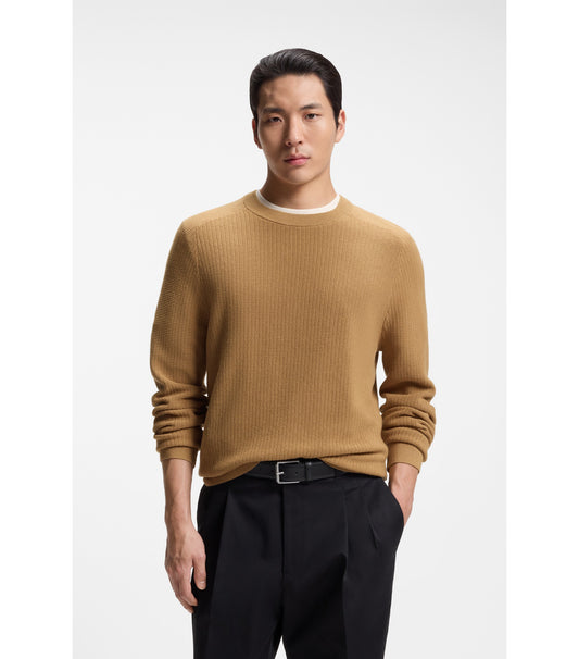 Knitted sweater in cotton and virgin wool