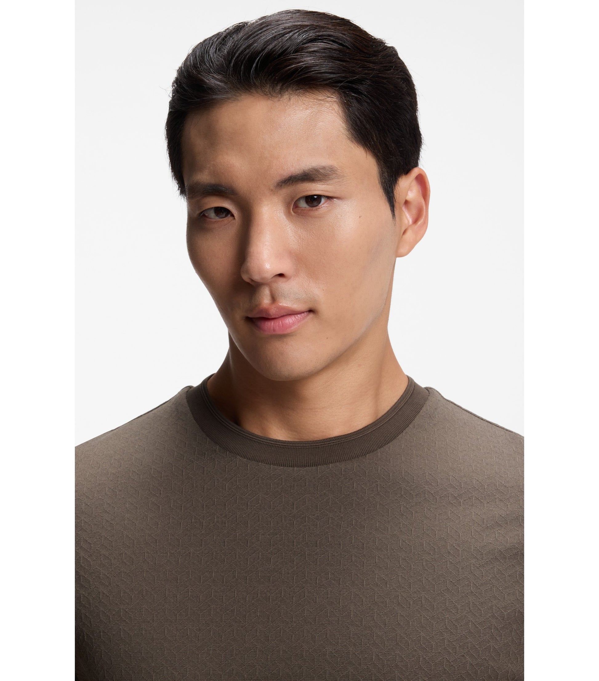 Regular-fit T-shirt in cotton-silk jacquard