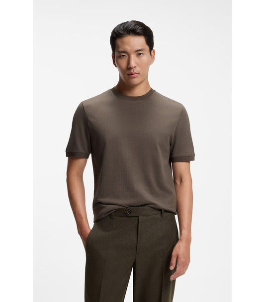 Regular-fit T-shirt in cotton-silk jacquard