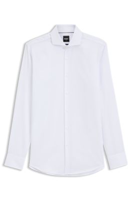 BOSS ONE Slim-fit shirt in wrinkle-resistant Oxford cotton