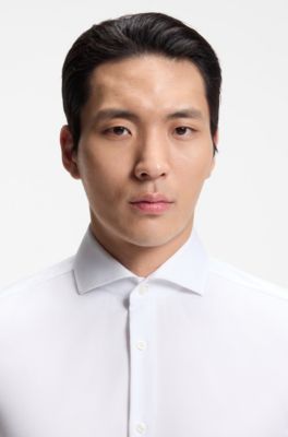 BOSS ONE Slim-fit shirt in wrinkle-resistant Oxford cotton