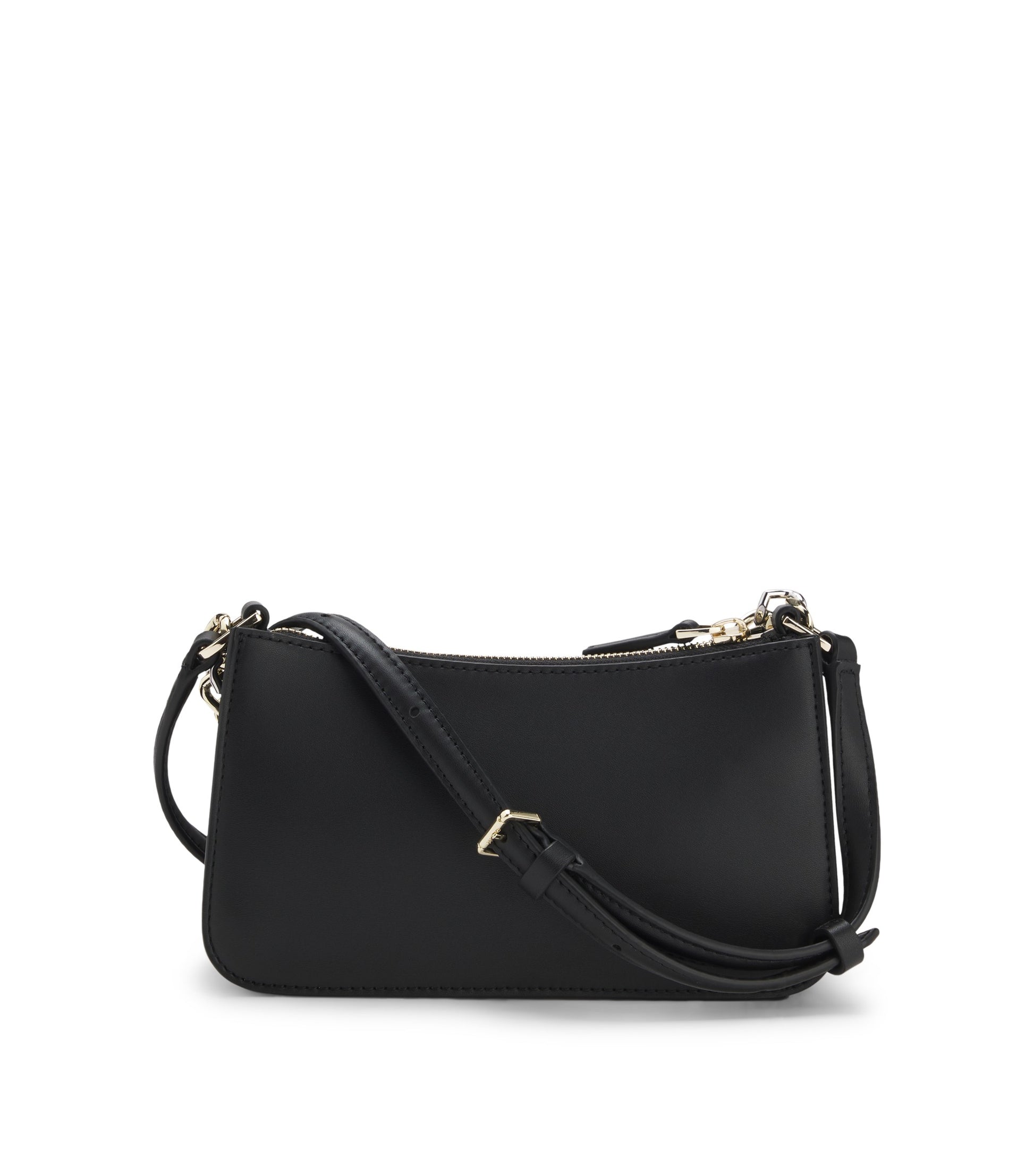 Faux-leather crossbody bag with decorative chain