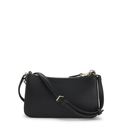 Faux-leather crossbody bag with decorative chain