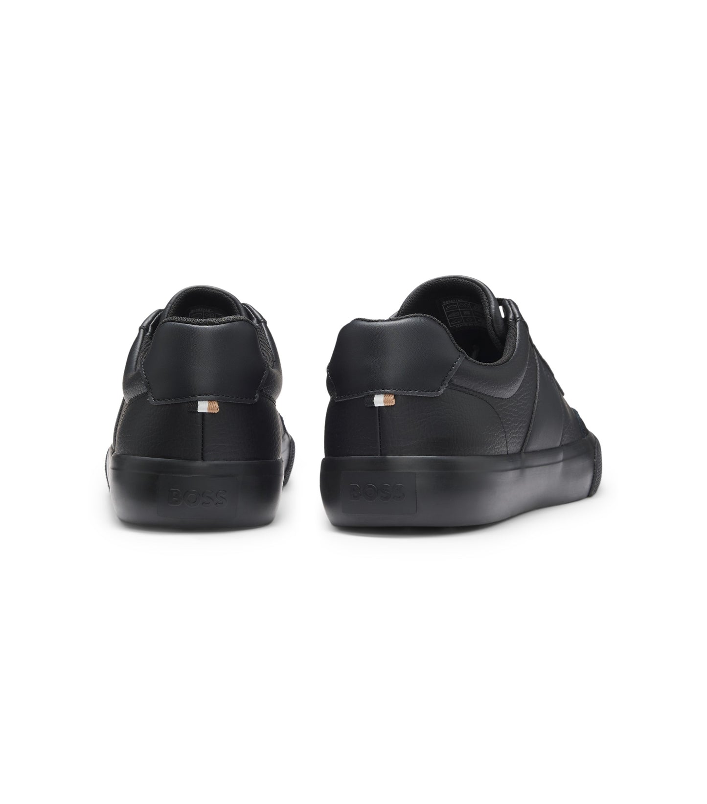 Grained faux-leather trainers with genuine leather trims