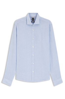 Regular-fit shirt in washed linen