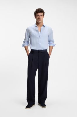 Regular-fit shirt in washed linen