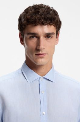 Regular-fit shirt in washed linen