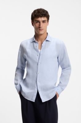 Regular-fit shirt in washed linen