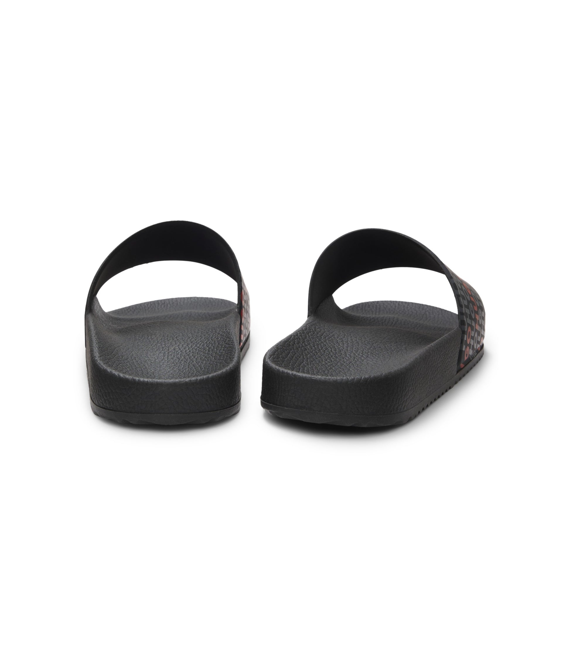 Italian-made slides with repeat-logo print