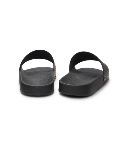 Italian-made slides with repeat-logo print