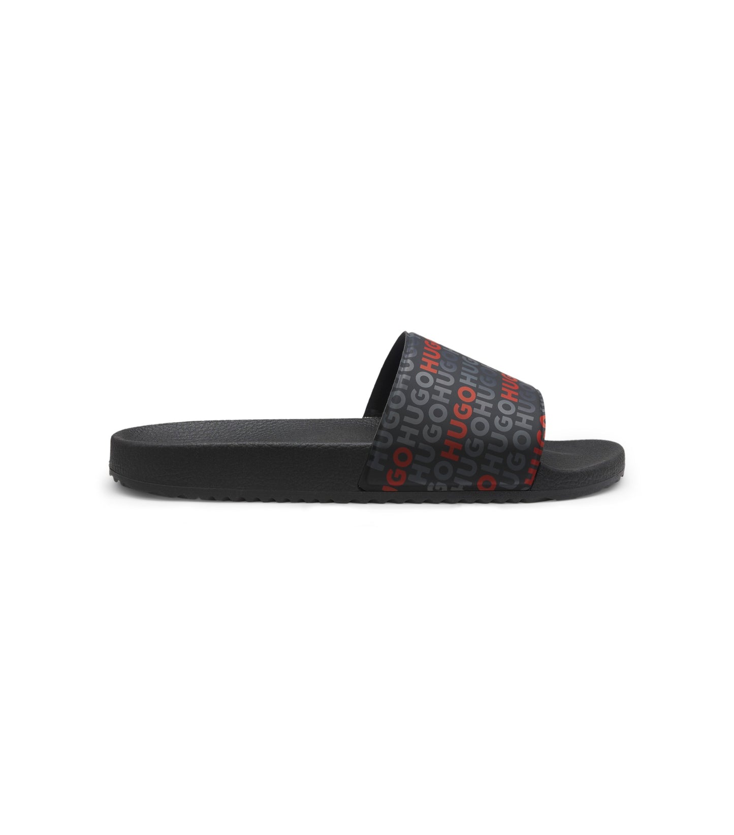 Italian-made slides with repeat-logo print