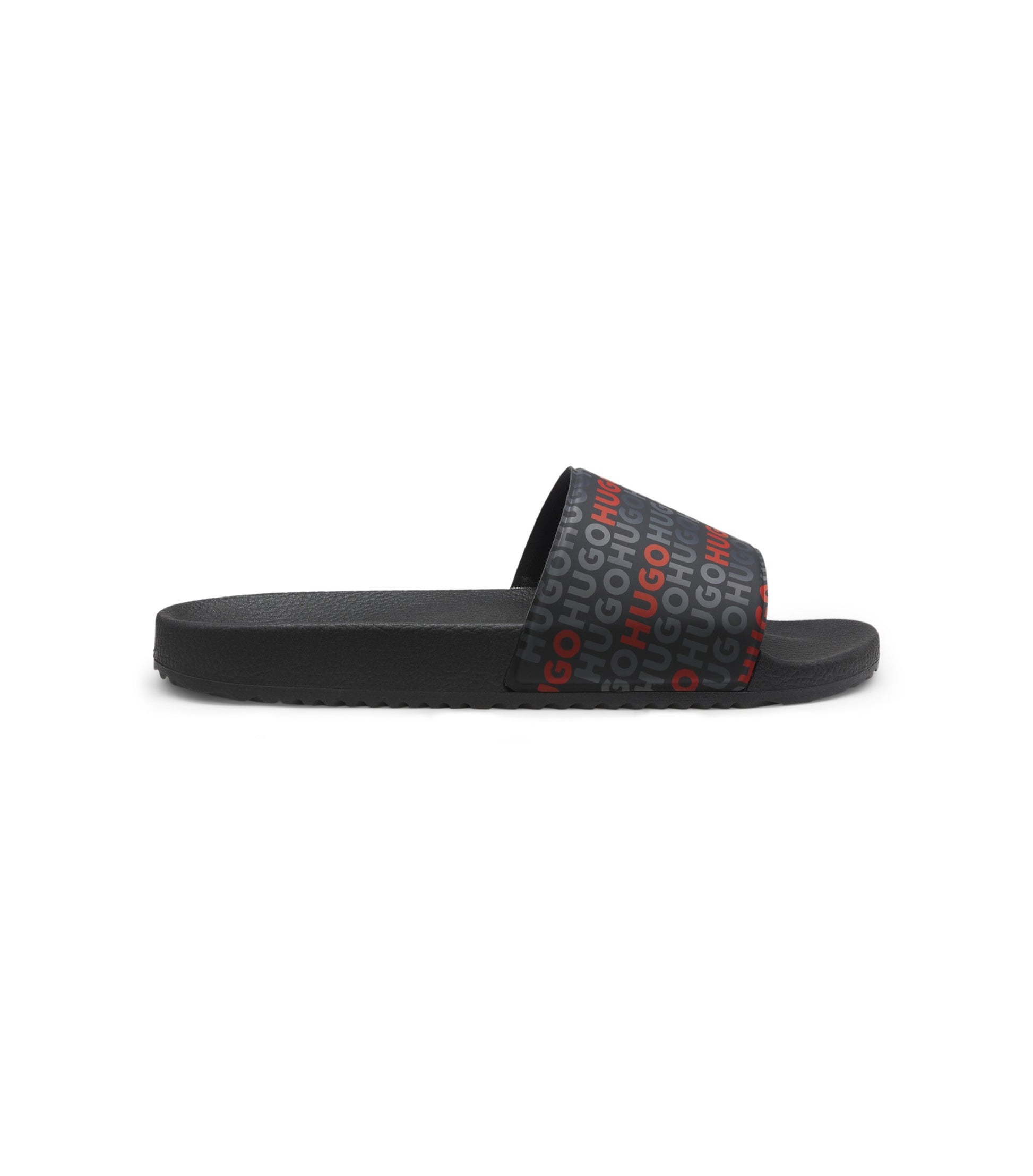 Italian-made slides with repeat-logo print