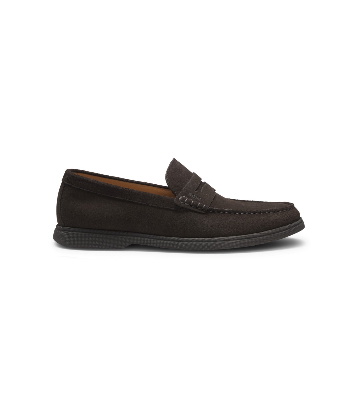 Suede loafers with logo penny trim