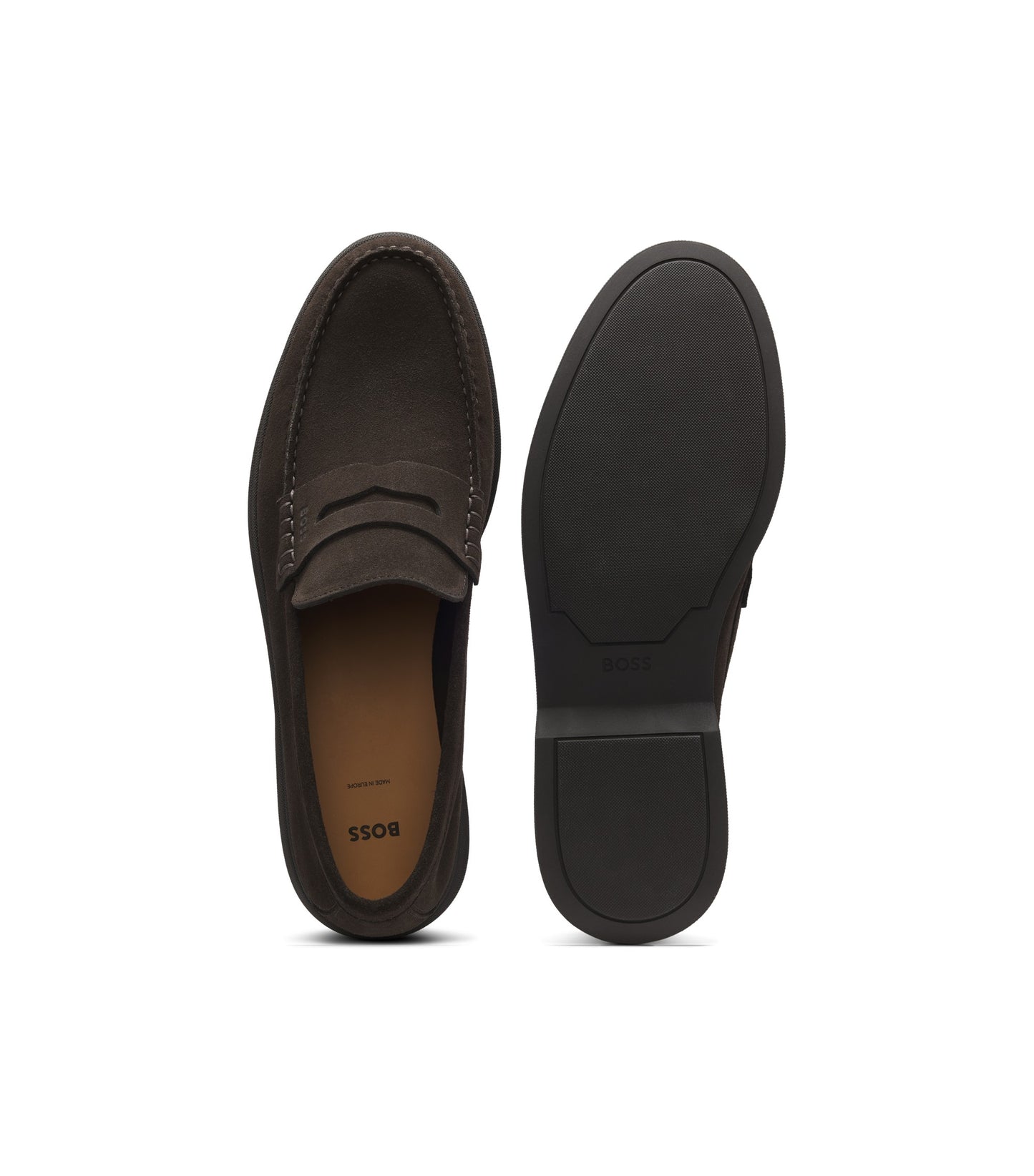 Suede loafers with logo penny trim