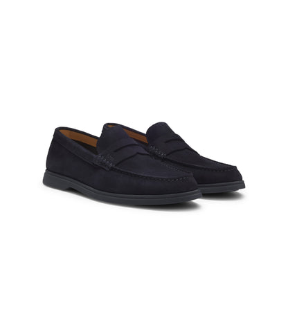 Suede loafers with logo penny trim