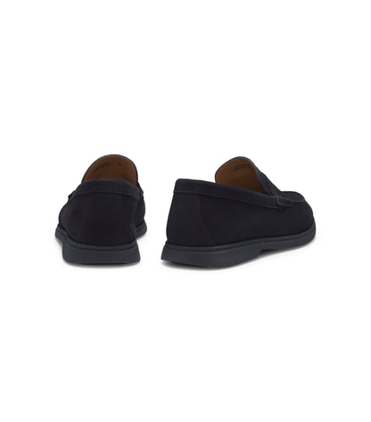 Suede loafers with logo penny trim