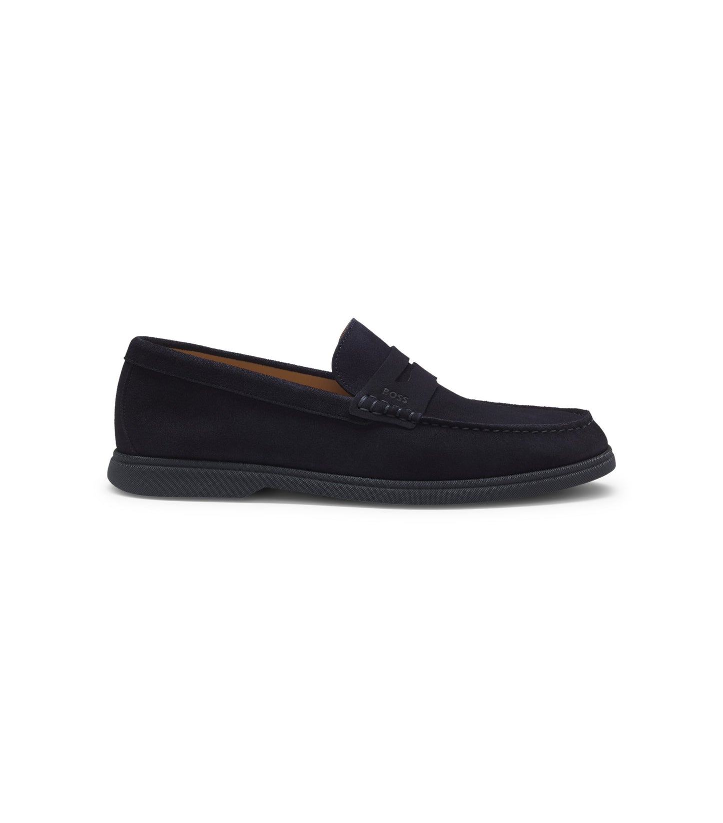 Suede loafers with logo penny trim