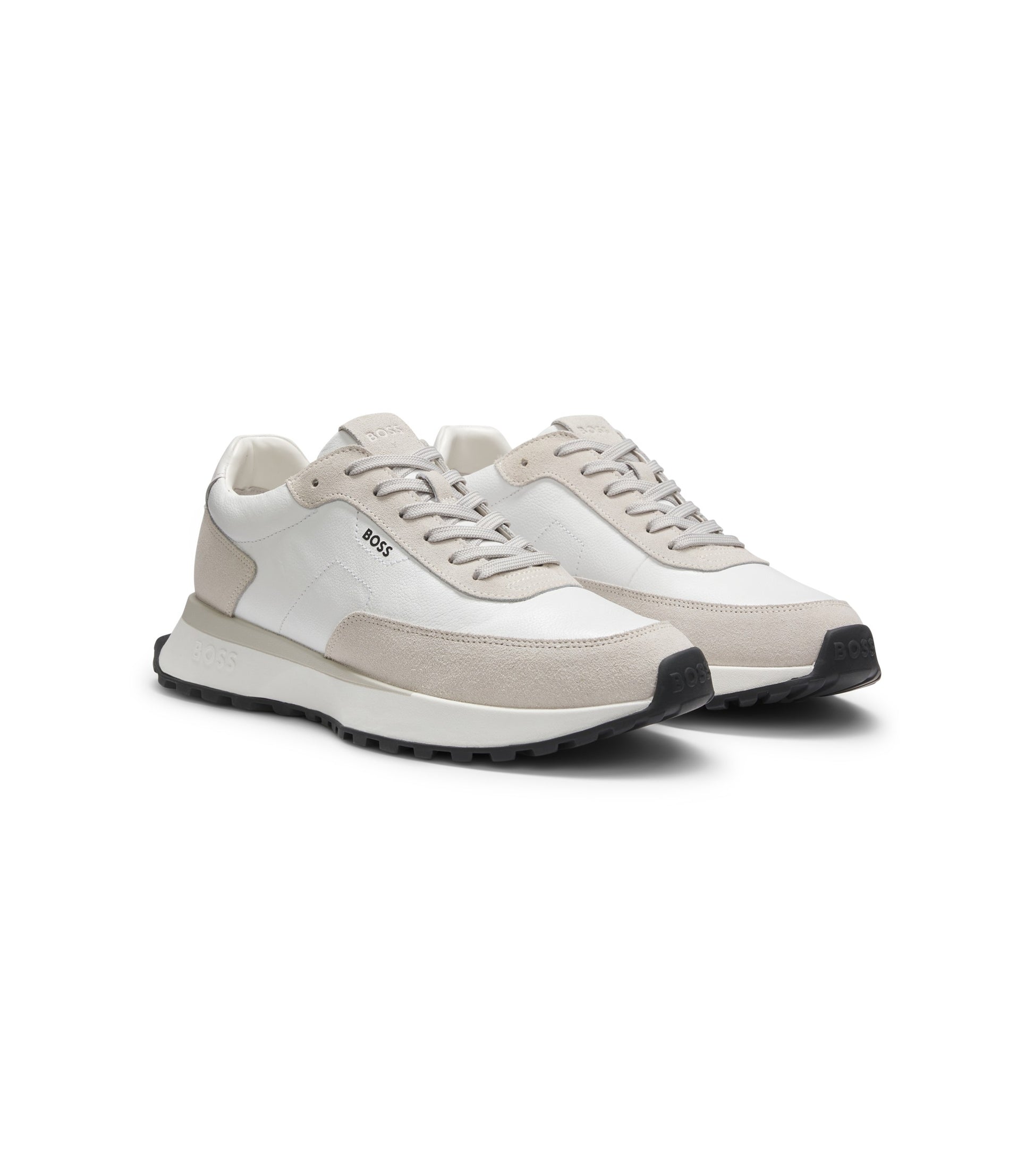 Leather trainers with side-panel logo