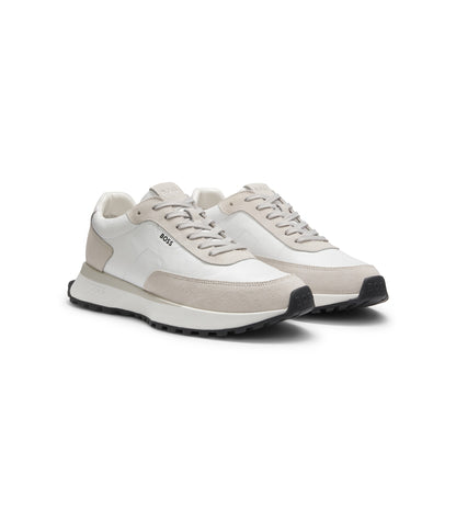 Leather trainers with side-panel logo