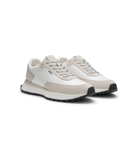Leather trainers with side-panel logo