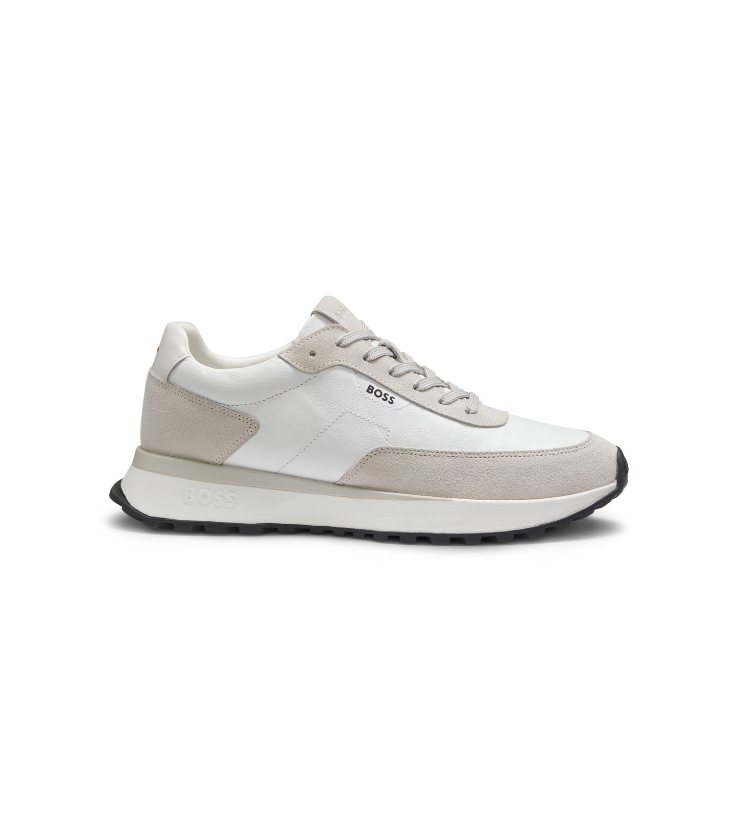 Leather trainers with side-panel logo