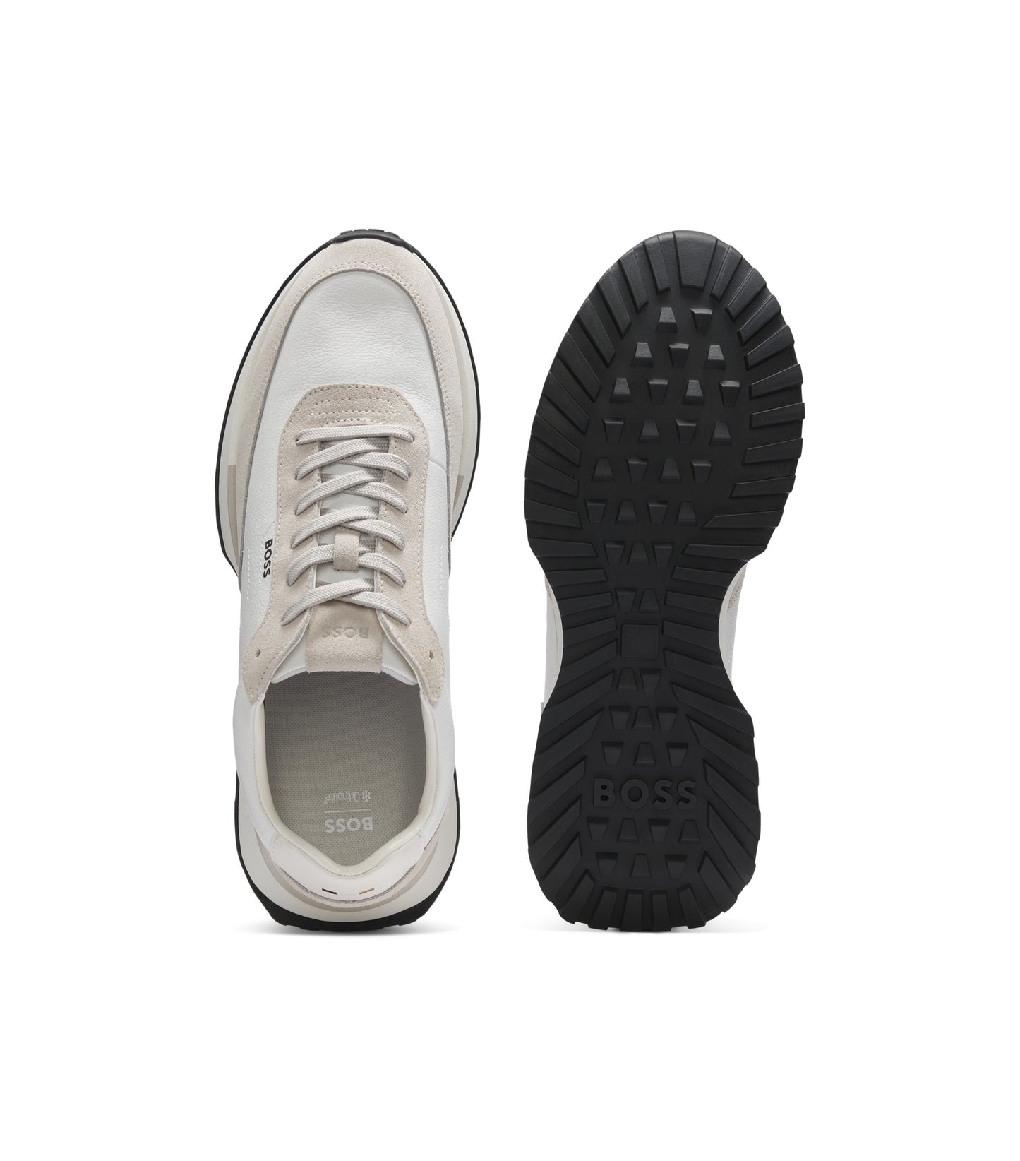 Leather trainers with side-panel logo