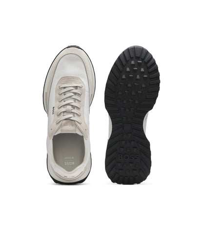 Leather trainers with side-panel logo