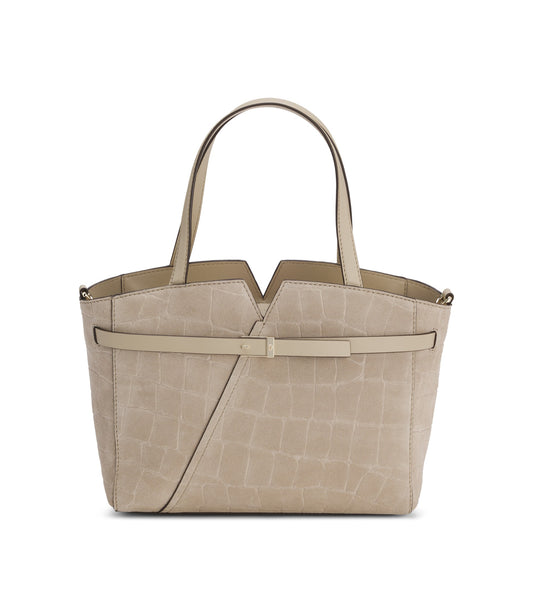 BOSS Revers printed-suede tote bag with belt detail