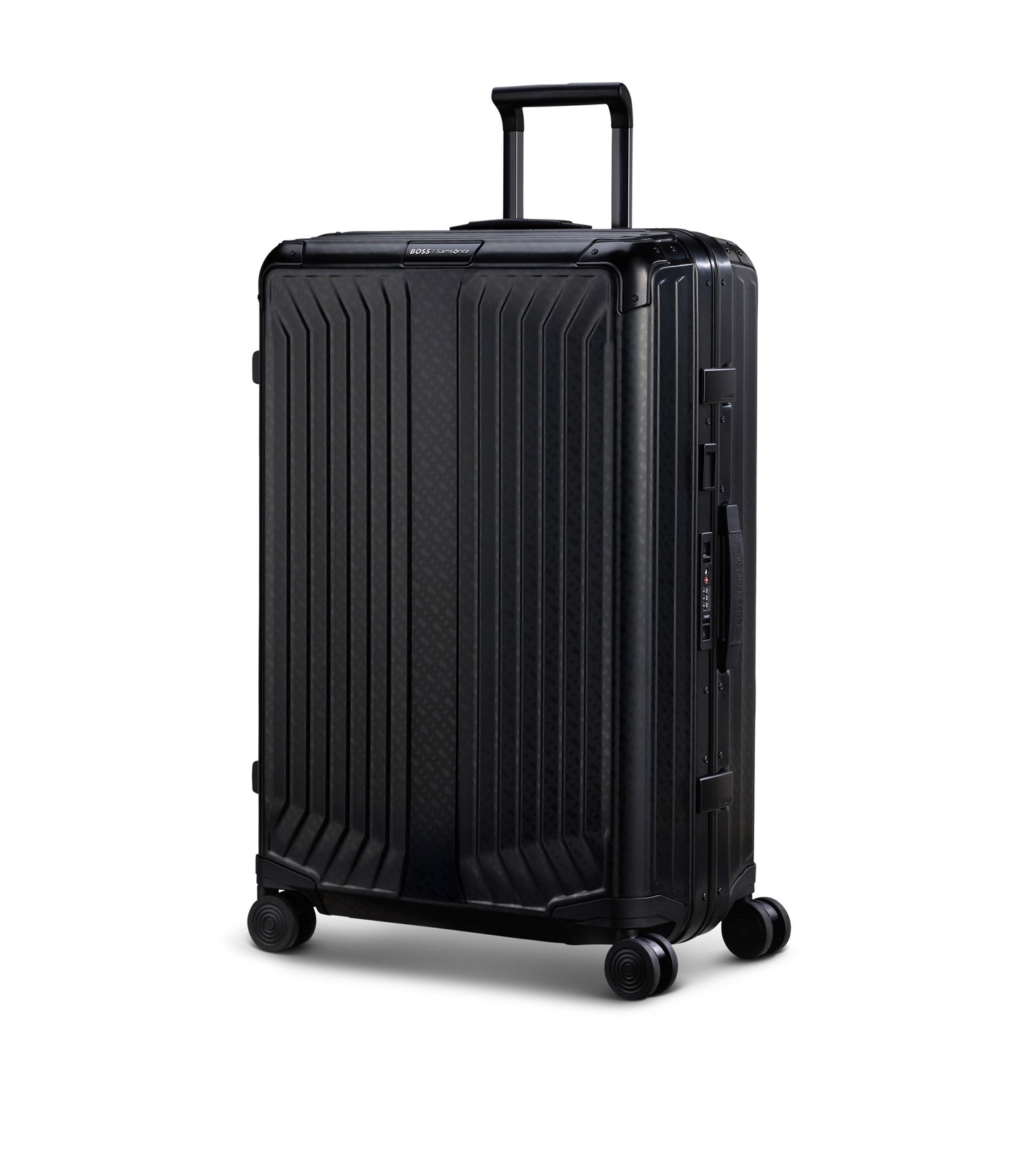 BOSS | Samsonite anodised-aluminium check-in suitcase with monograms