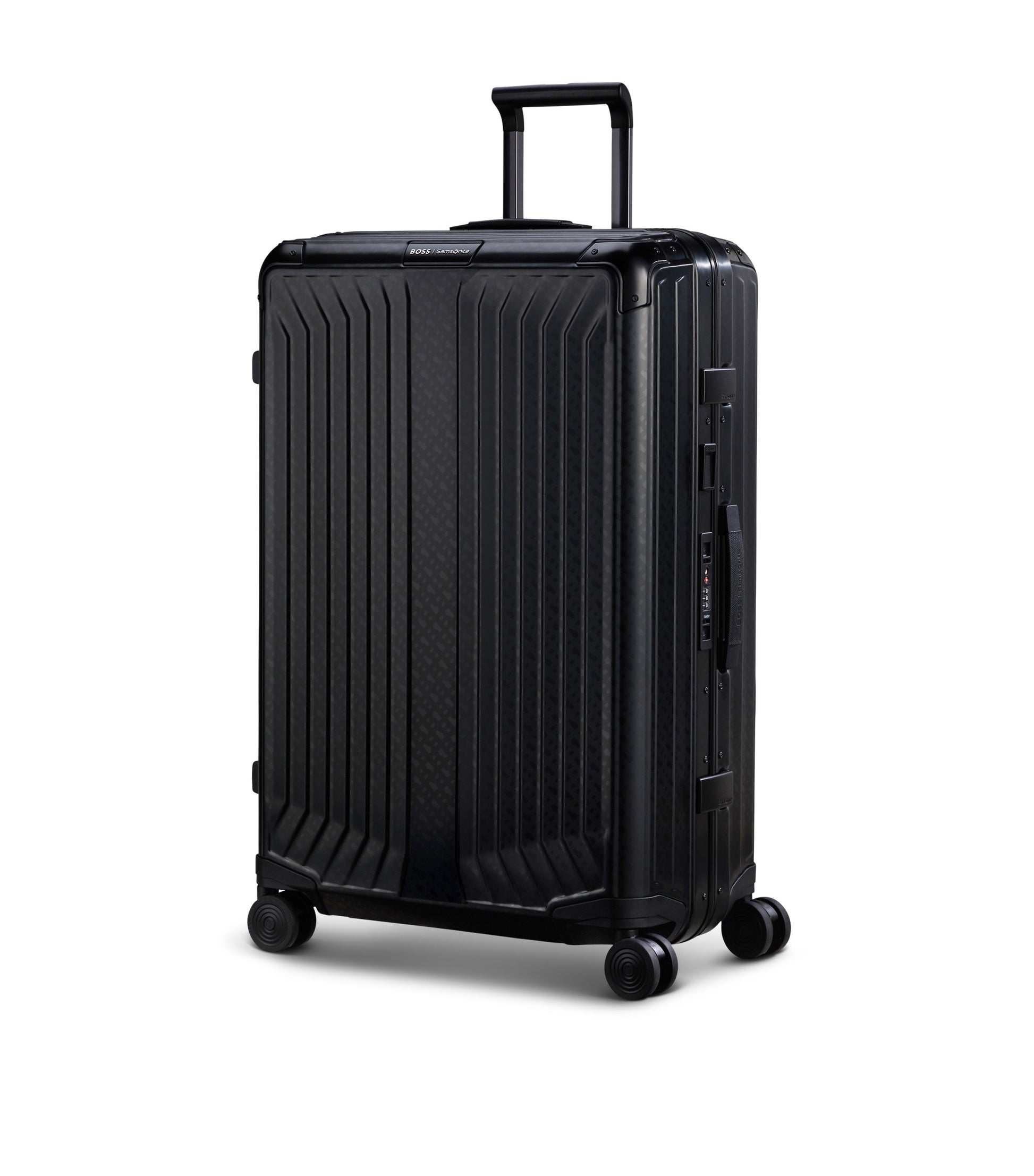 BOSS | Samsonite anodised-aluminium check-in suitcase with monograms