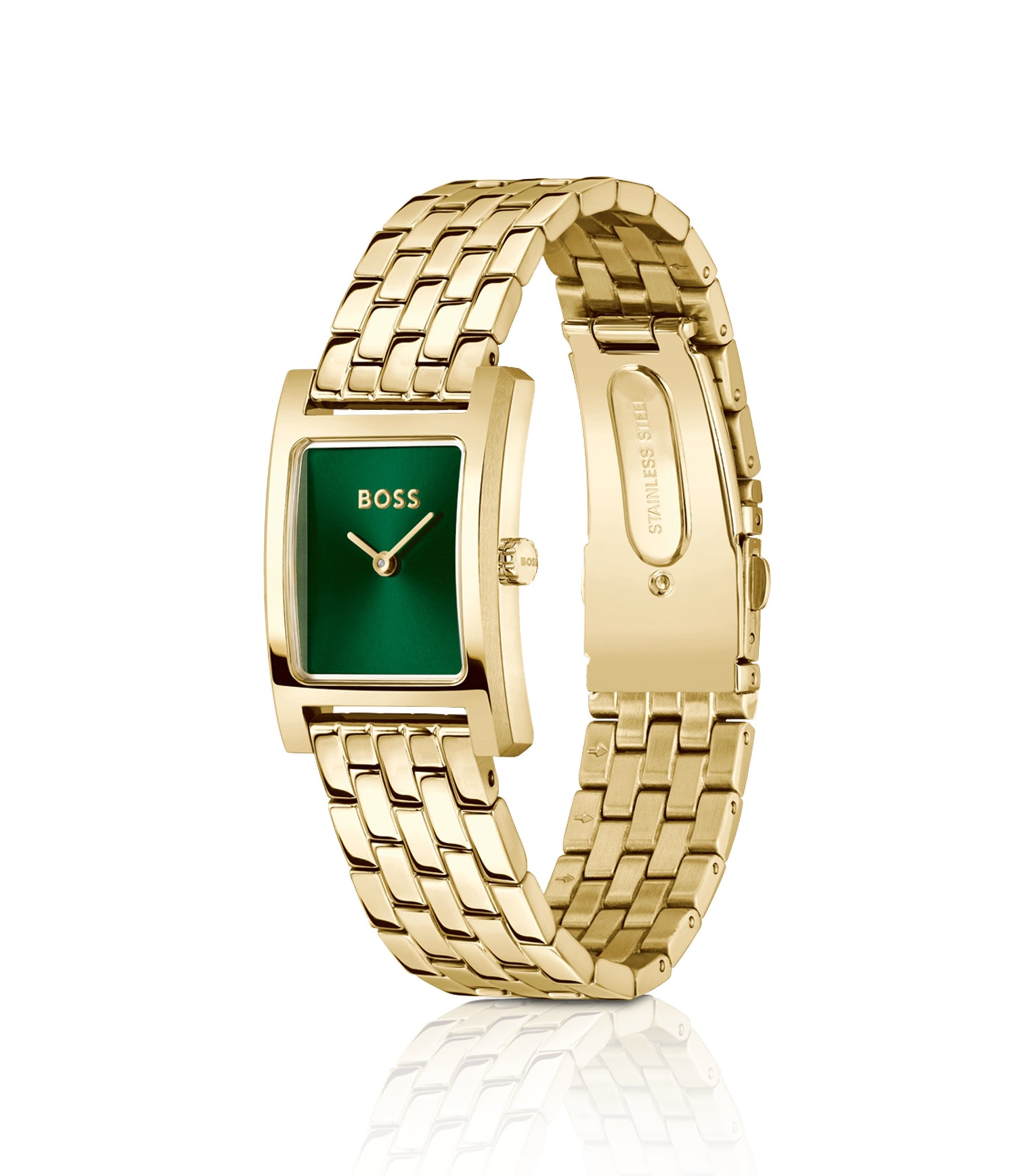 LUCY QTM Gold-tone watch with green dial