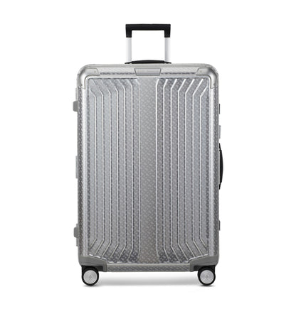 BOSS x Samsonite silver aluminium suitcase 76cm