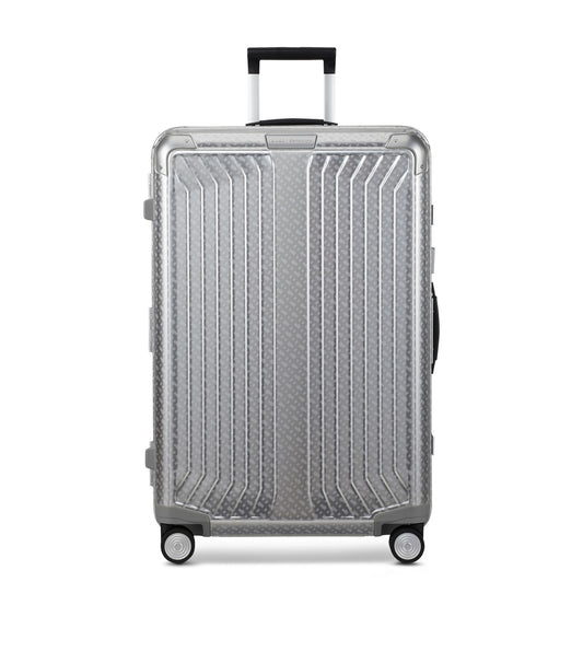 BOSS x Samsonite silver aluminium suitcase 76cm