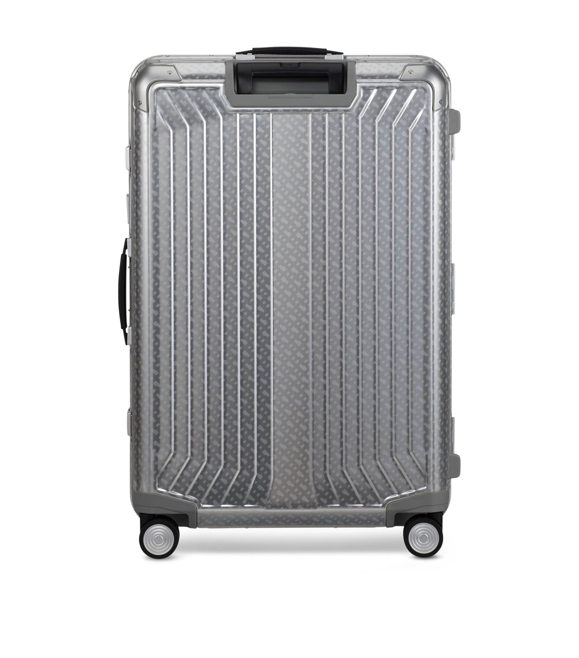 BOSS x Samsonite silver aluminium suitcase 76cm
